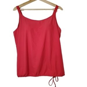 Swim 365‎ Women's Coral Red Blouson Tankini Swimsuit Top